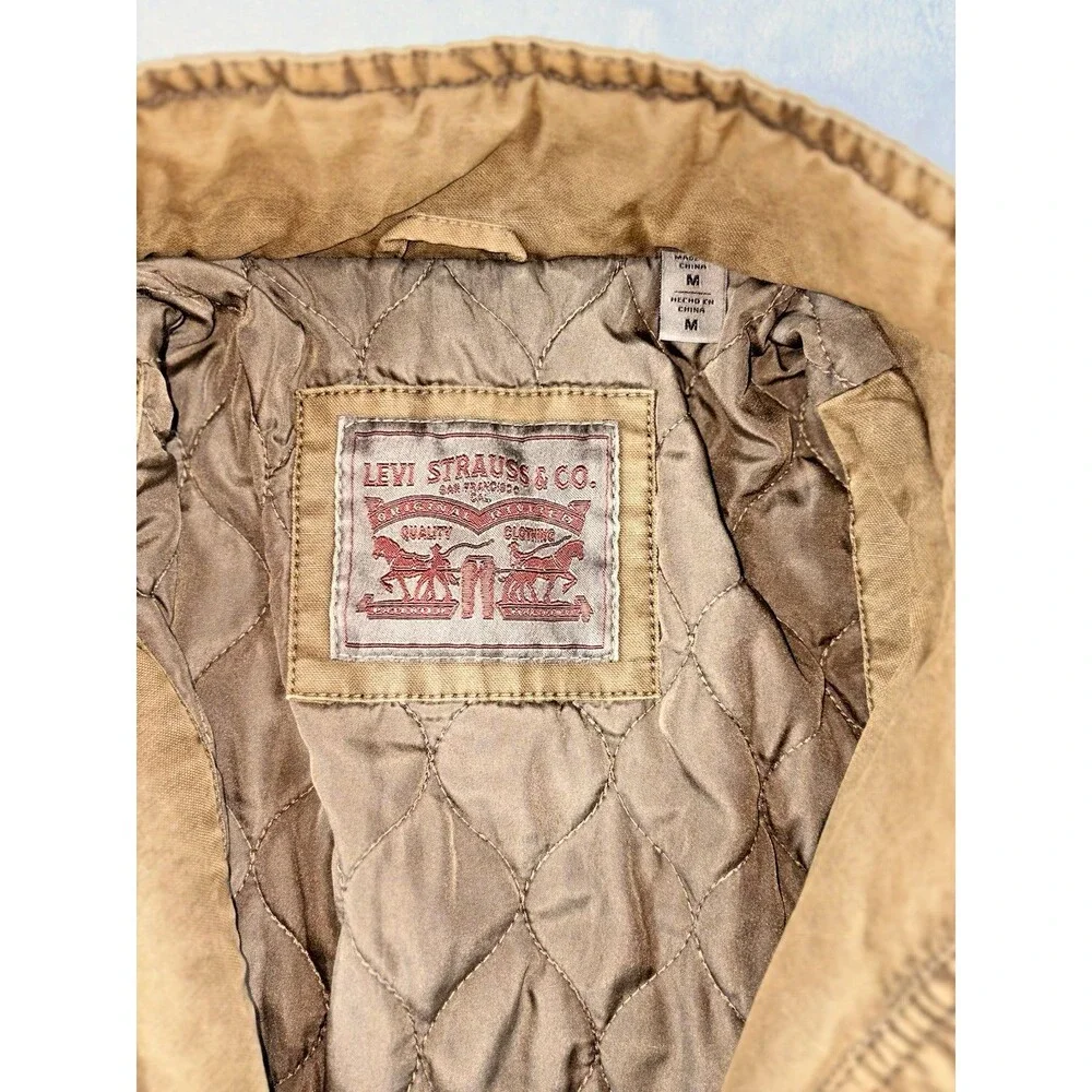 Levi’s Y2K Brown Quilted Field Jacket Mens M Military Utility 2000s